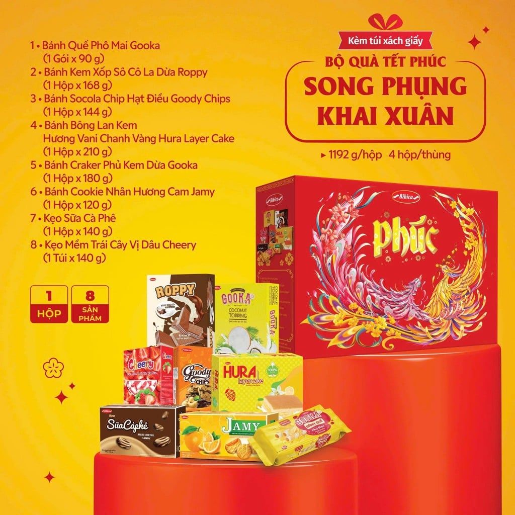  Hộp quà cao cấp Song Phụng Khai Xuân 1192g  ( 4.768 Kg) 