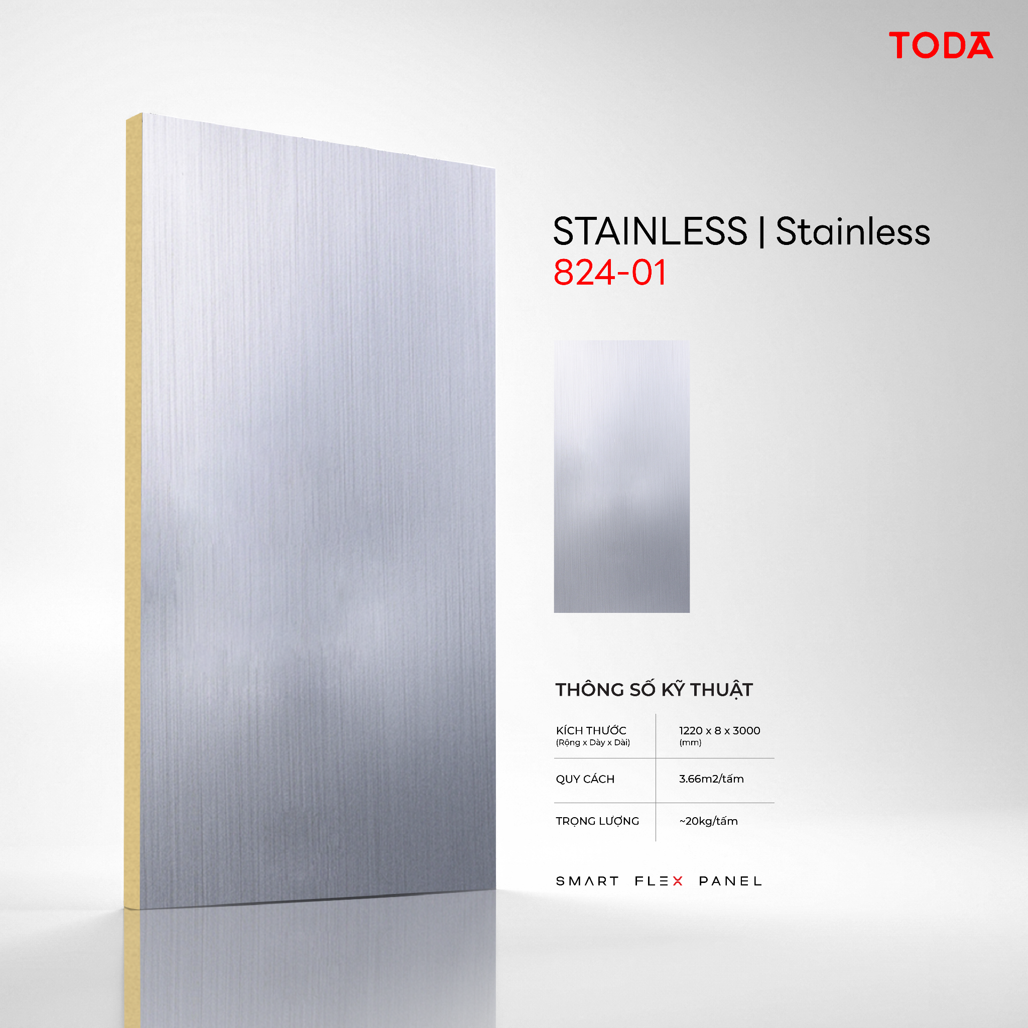  TẤM ỐP THAN TRE TODA VÂN THÉP STAINLESS 