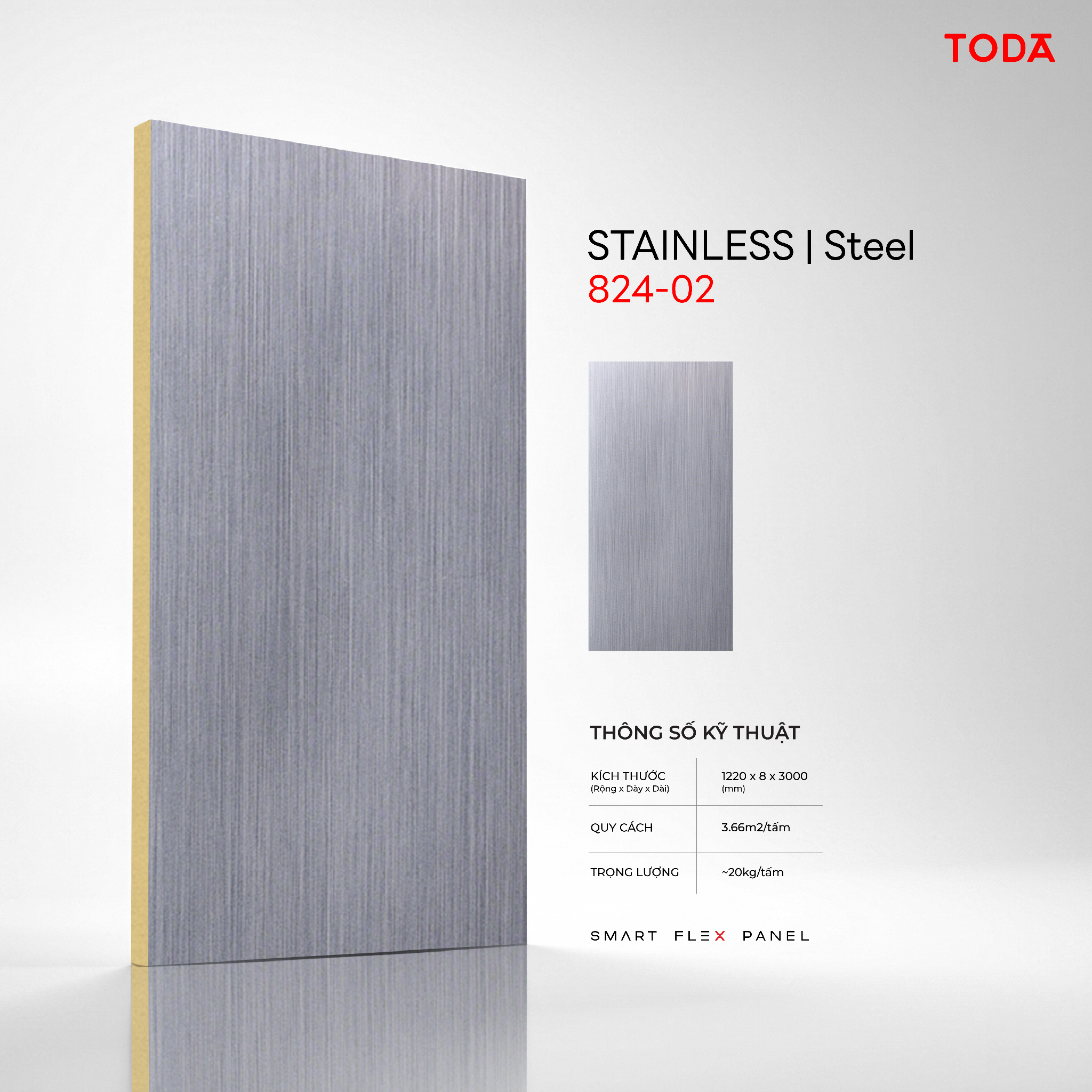  TẤM ỐP THAN TRE TODA VÂN THÉP STAINLESS 