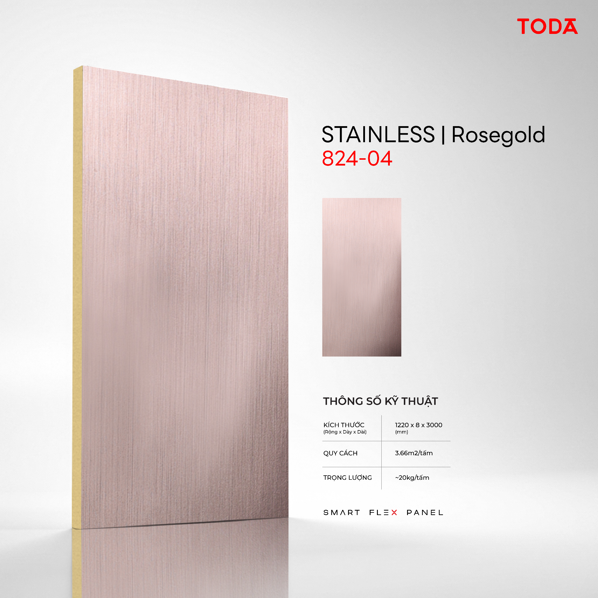  TẤM ỐP THAN TRE TODA VÂN THÉP STAINLESS 