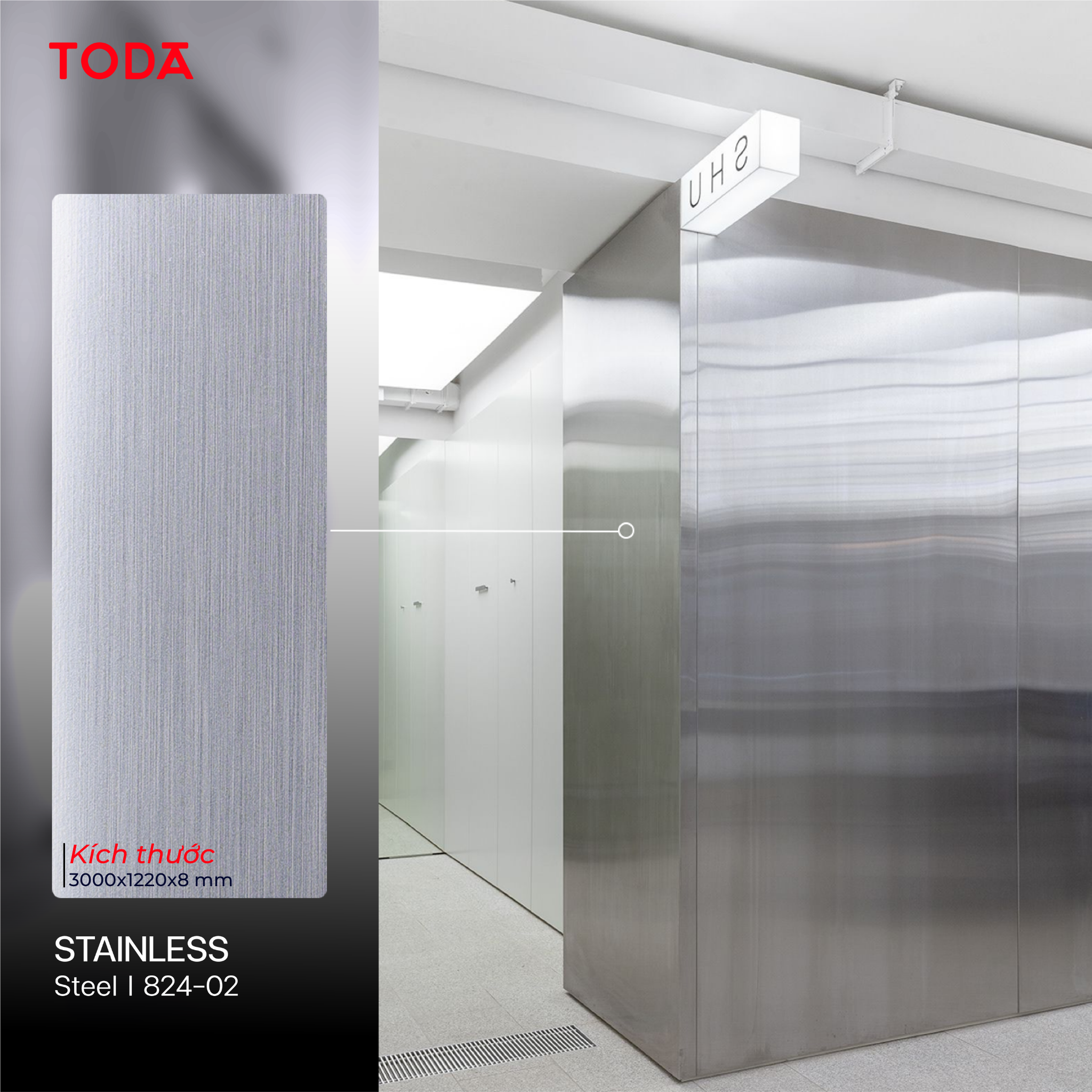  TẤM ỐP THAN TRE TODA VÂN THÉP STAINLESS 