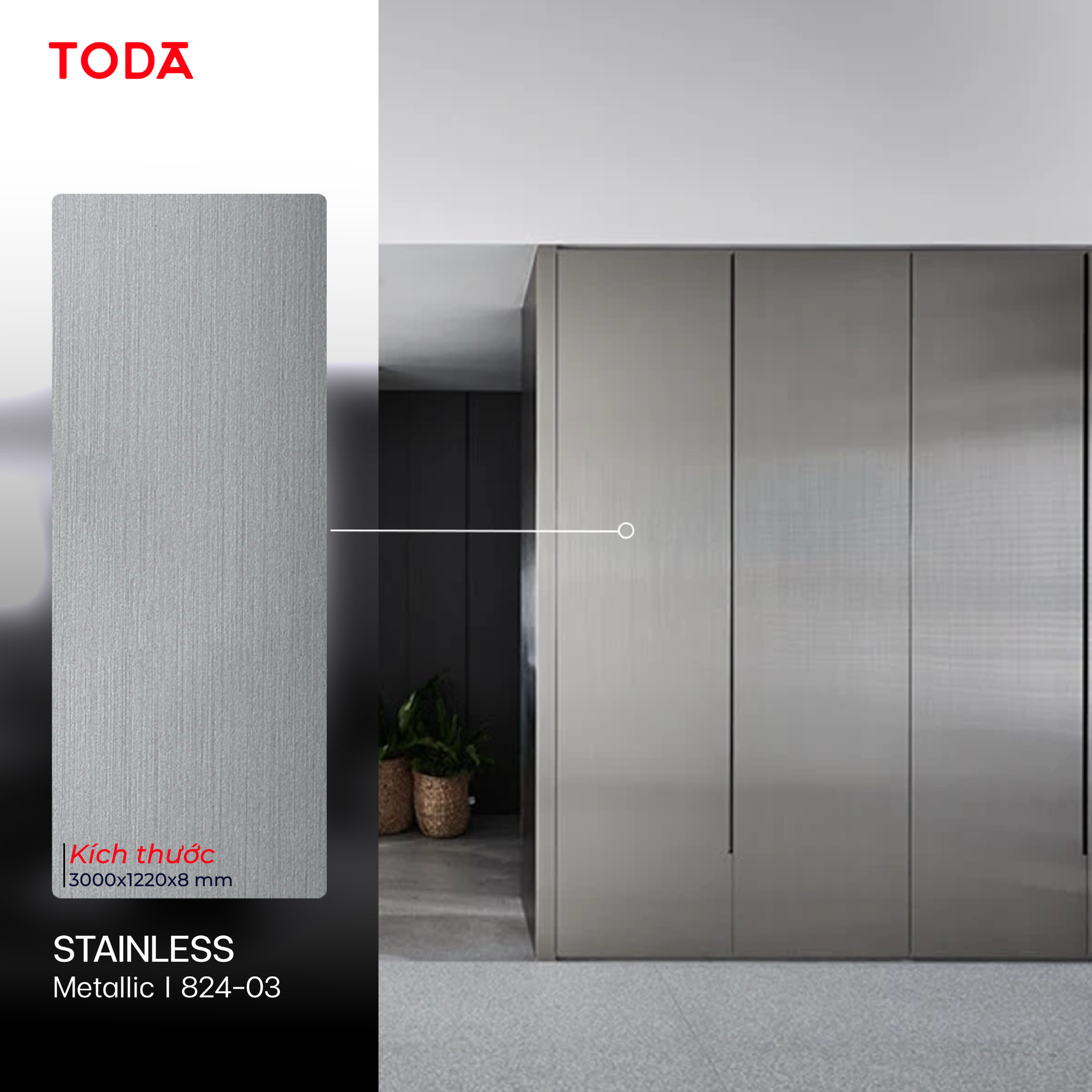  TẤM ỐP THAN TRE TODA VÂN THÉP STAINLESS 