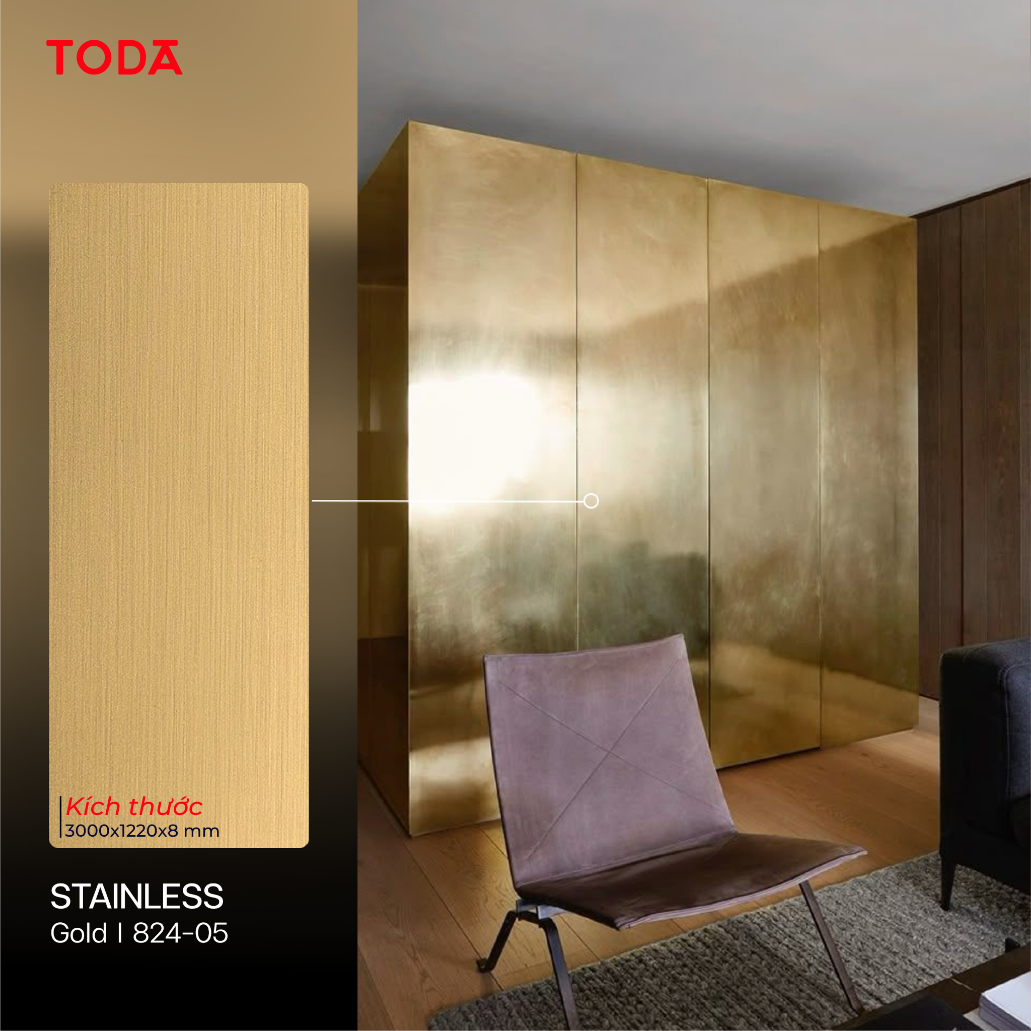  TẤM ỐP THAN TRE TODA VÂN THÉP STAINLESS 
