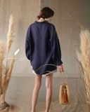  Puffy Shirt - Xanh navy thêu 