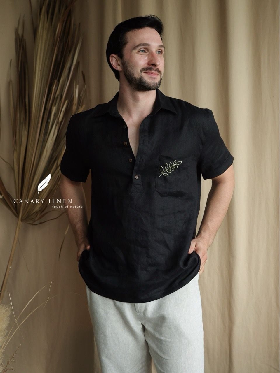  Short-Sleeve Polo Shirt - Đen 