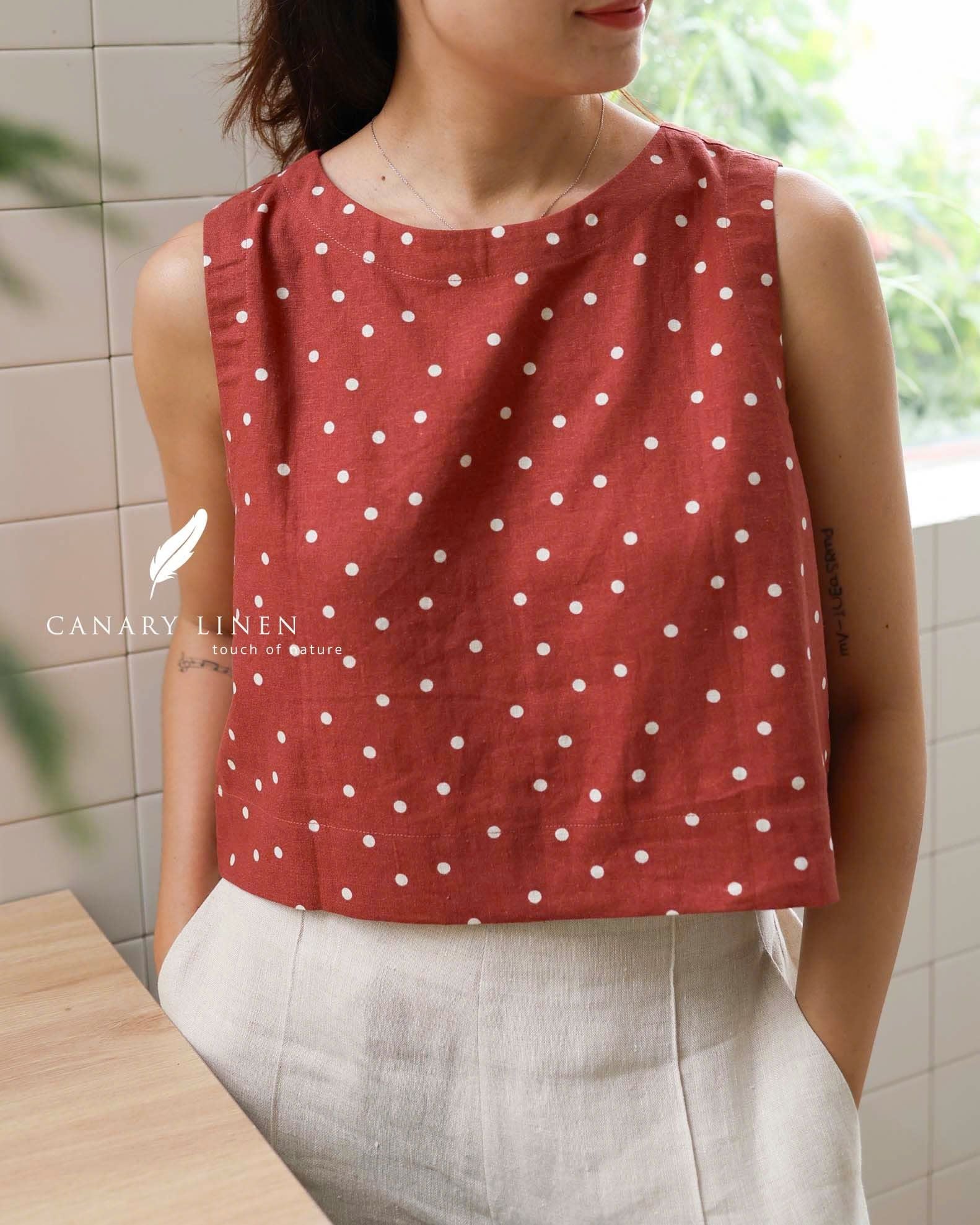  An Croptop - Đỏ chấm bi 