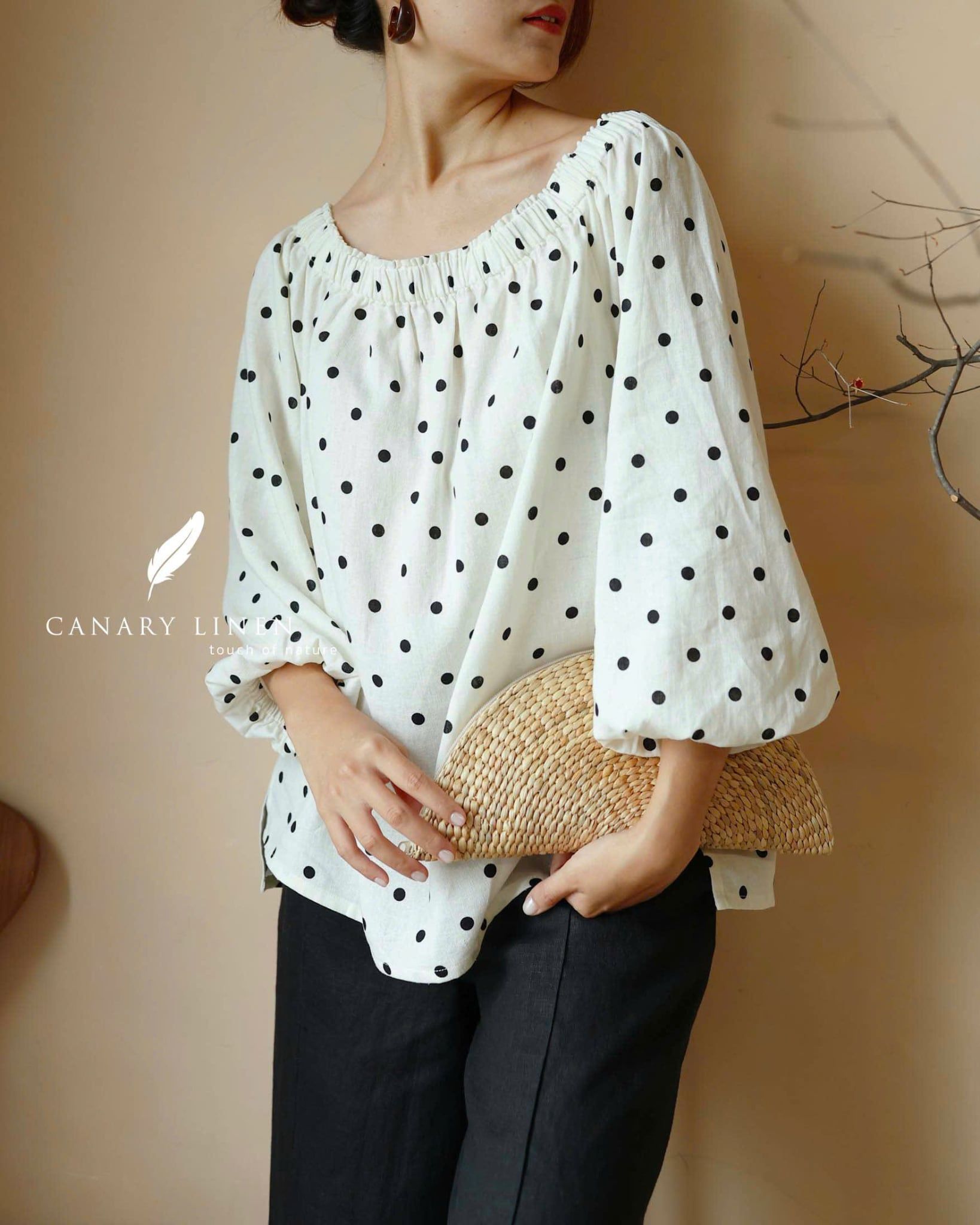  Nesi Top - Trắng chấm bi 