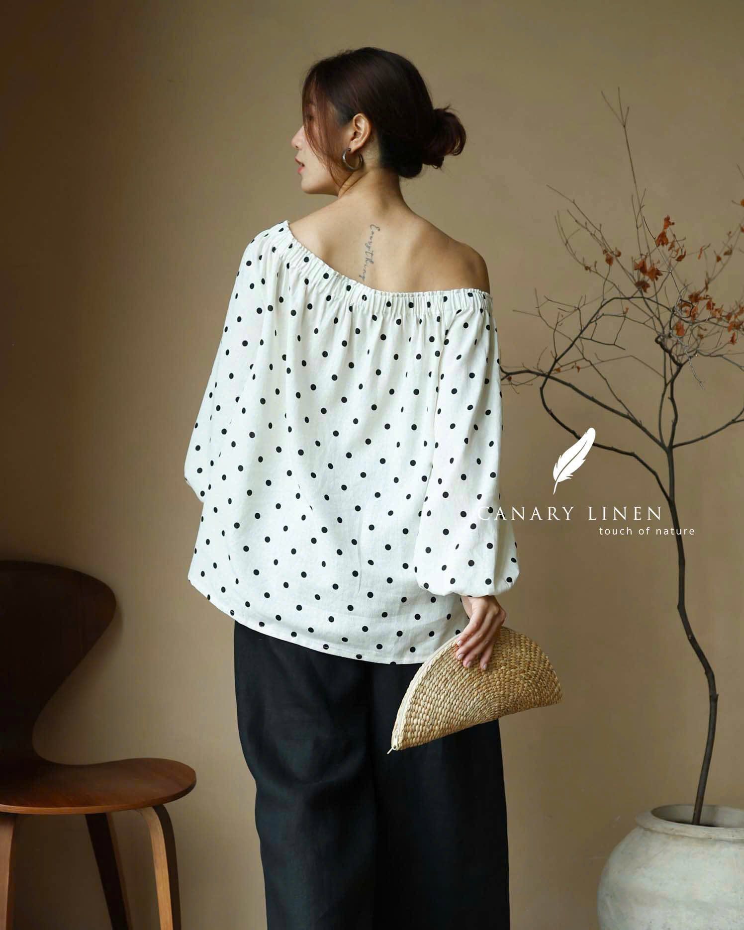  Nesi Top - Trắng chấm bi 