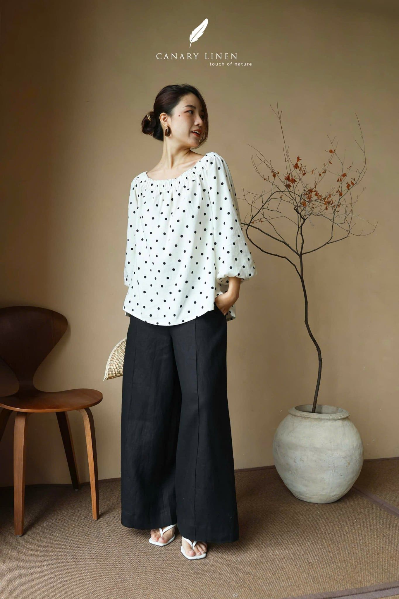  Nesi Top - Trắng chấm bi 