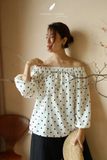  Nesi Top - Trắng chấm bi 