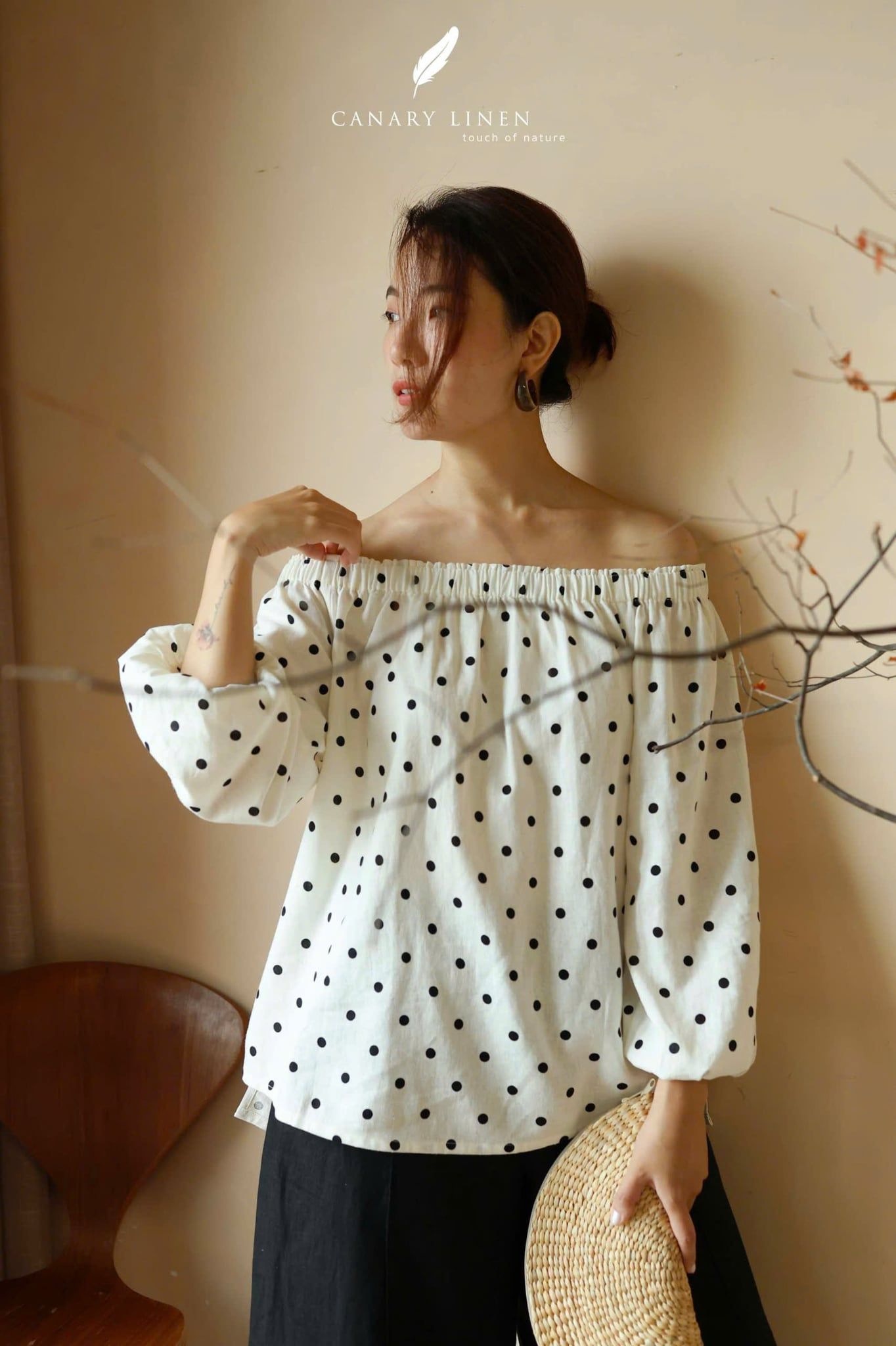  Nesi Top - Trắng chấm bi 