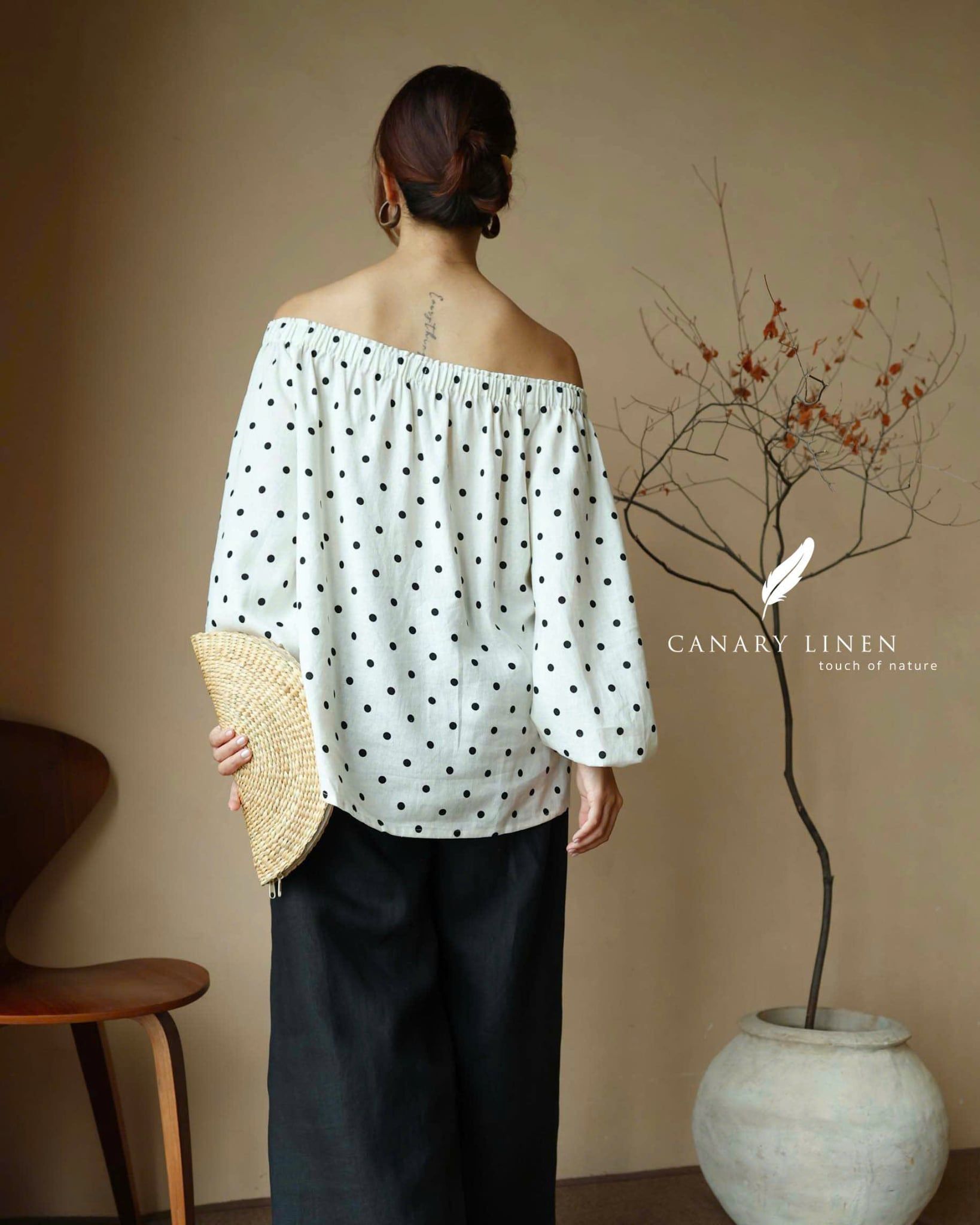  Nesi Top - Trắng chấm bi 