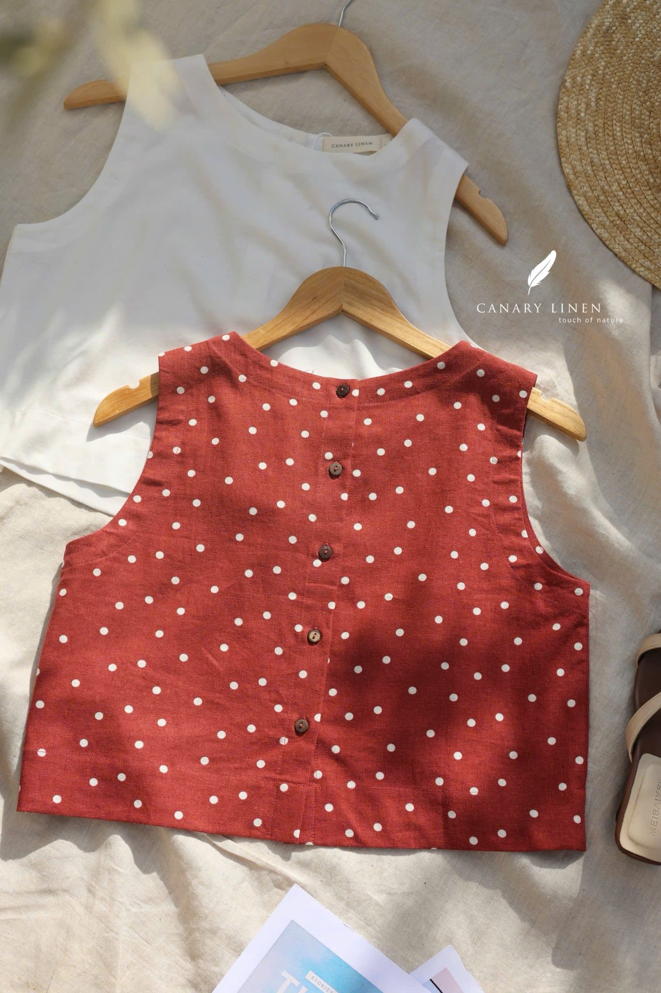  An Croptop - Đỏ chấm bi 