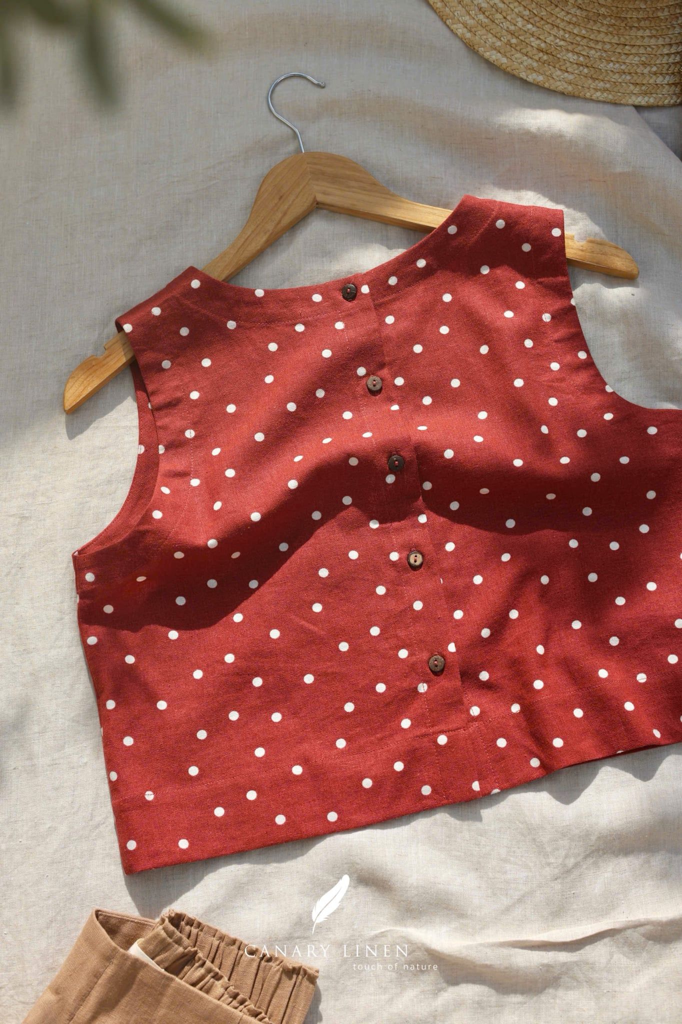  An Croptop - Đỏ chấm bi 