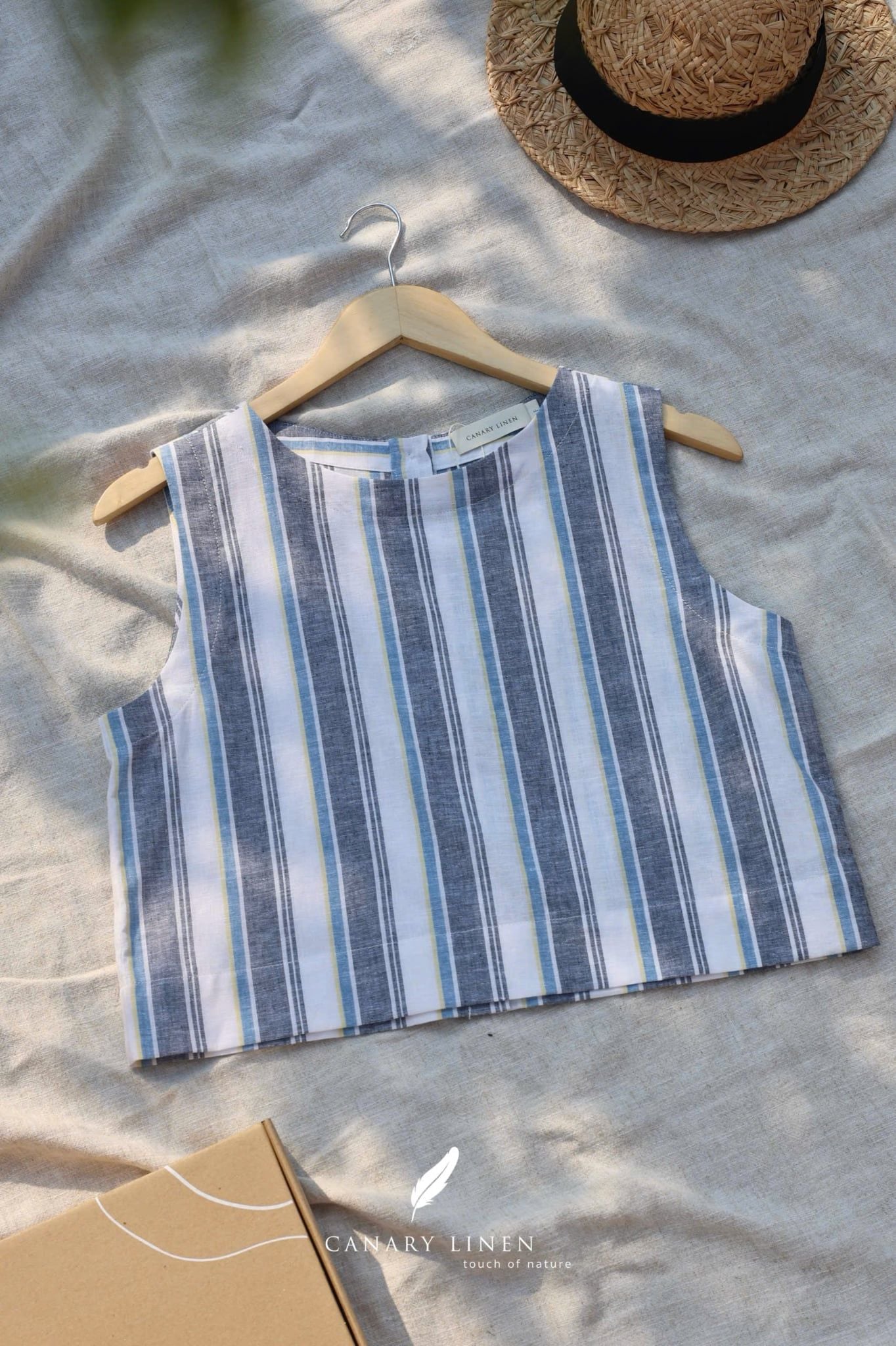  An Croptop - Sọc xanh vàng 