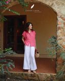  Gathie Shirt - Sọc hồng đỏ 