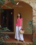  Gathie Shirt - Sọc hồng đỏ 
