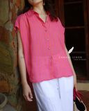  Gathie Shirt - Sọc hồng đỏ 