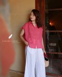  Gathie Shirt - Sọc hồng đỏ 