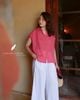  Gathie Shirt - Sọc hồng đỏ 