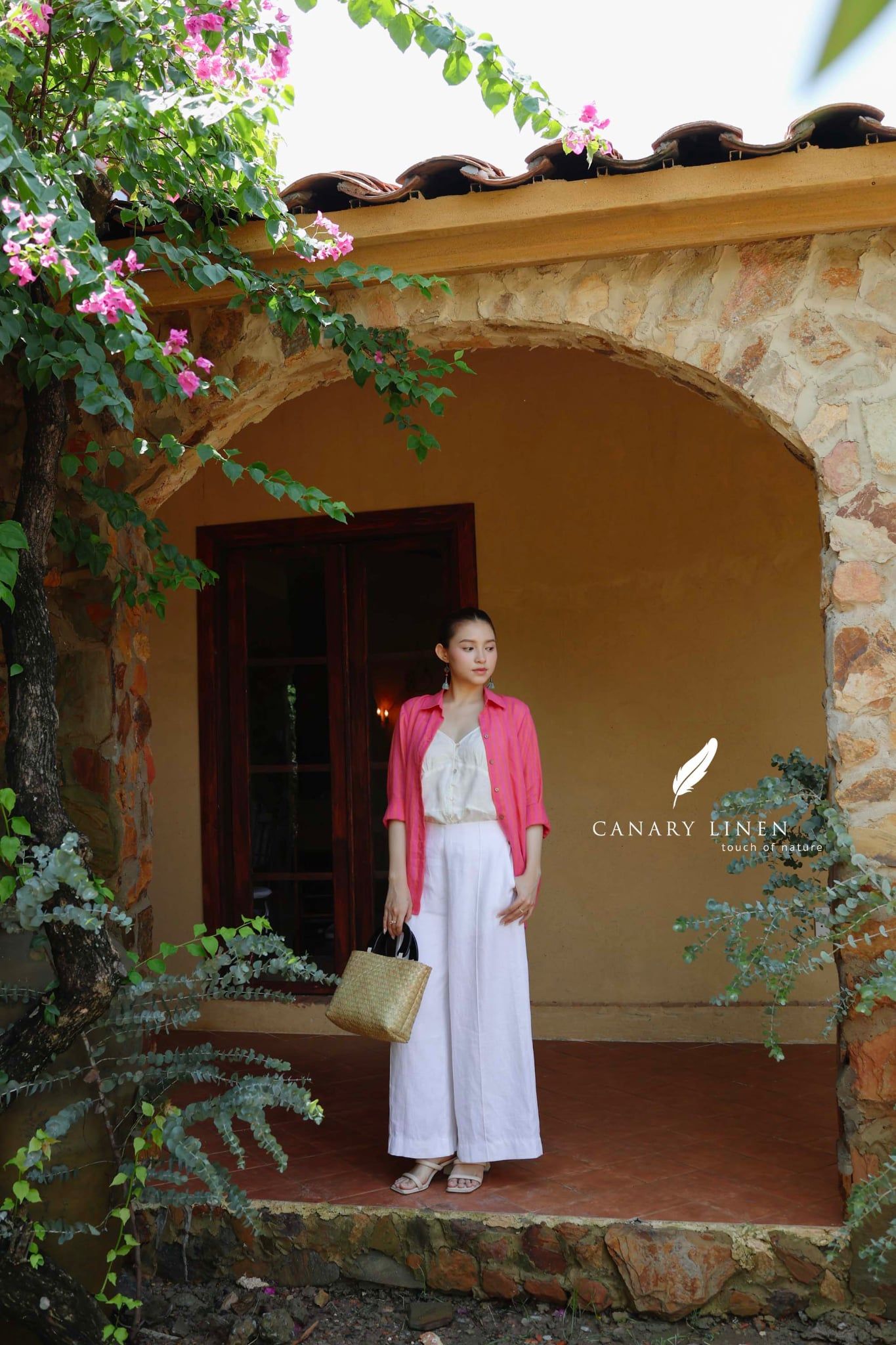  Ruxa Shirt - Sọc hồng đỏ 