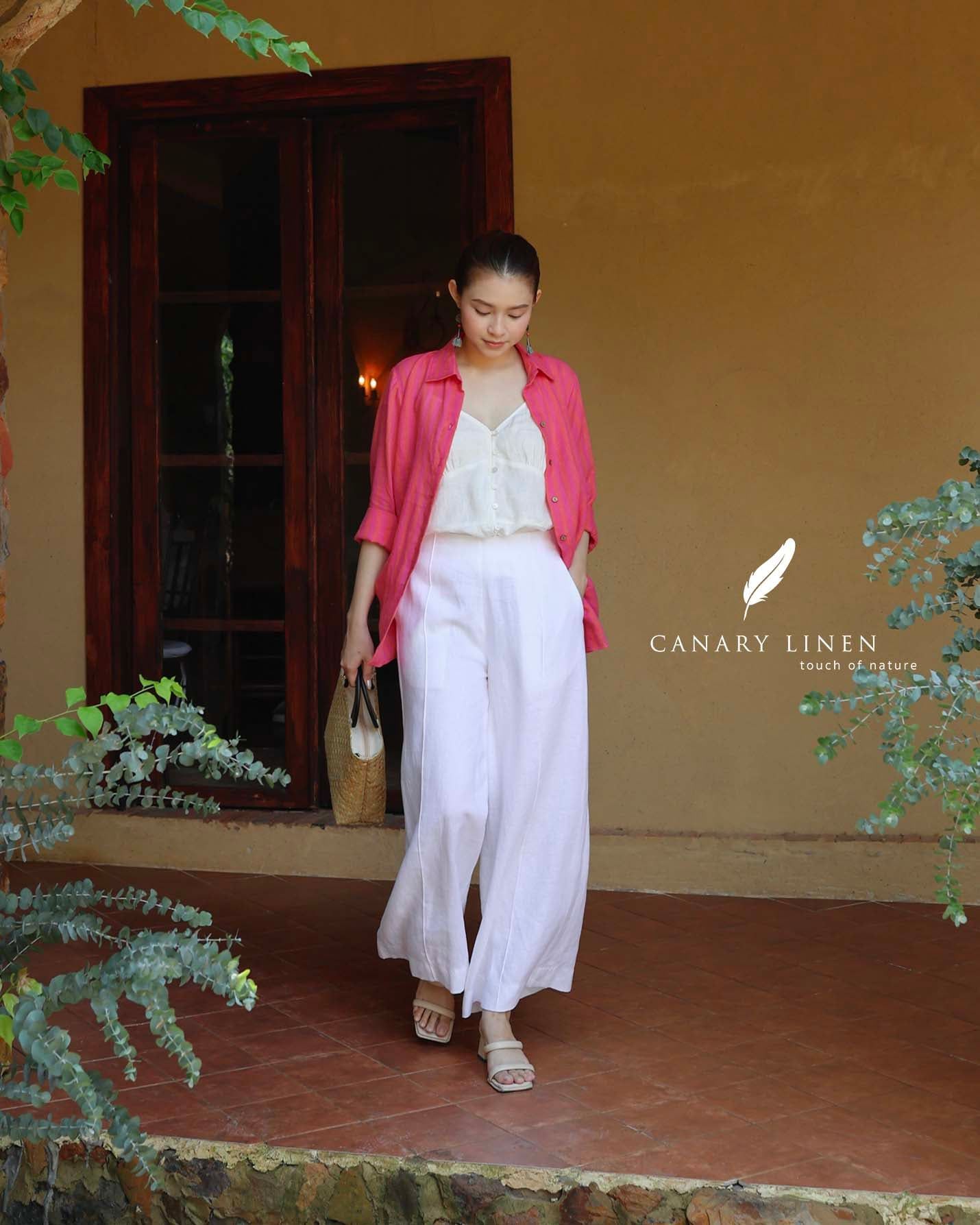  Ruxa Shirt - Sọc hồng đỏ 