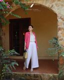  Ruxa Shirt - Sọc hồng đỏ 