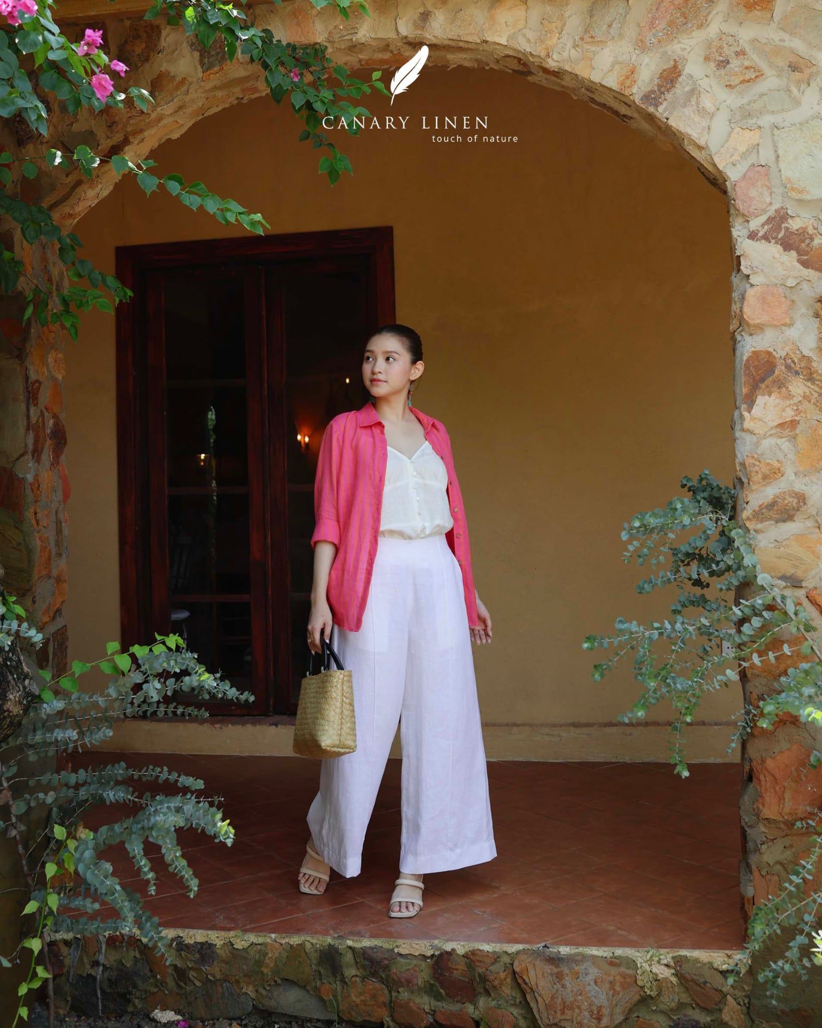  Ruxa Shirt - Sọc hồng đỏ 