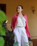  Ruxa Shirt - Sọc hồng đỏ 