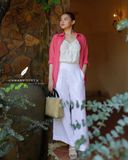  Ruxa Shirt - Sọc hồng đỏ 