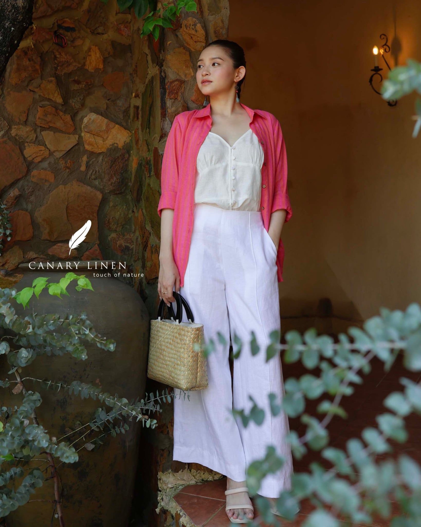  Ruxa Shirt - Sọc hồng đỏ 