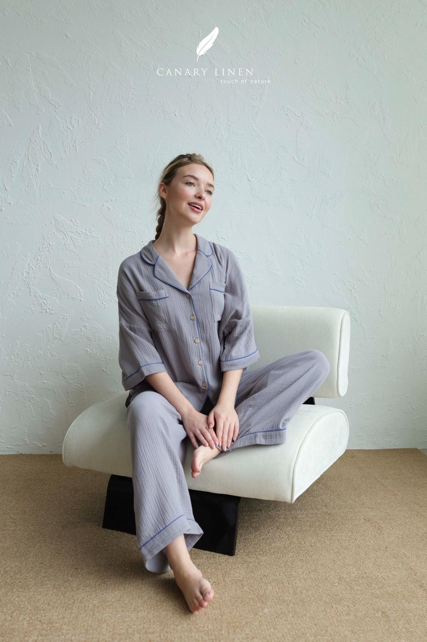  Calma Set - Xám chuột viền xanh 