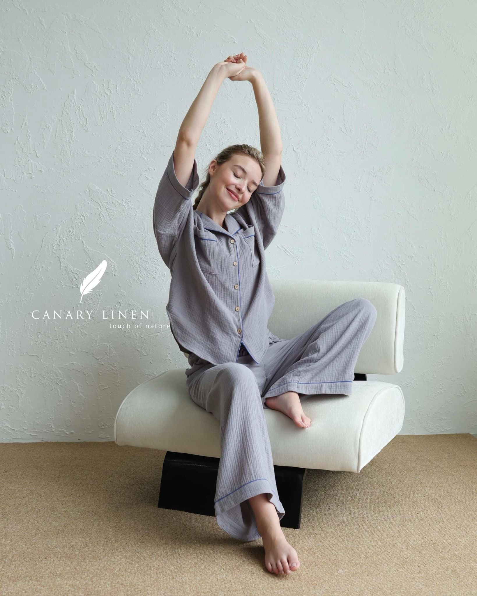  Calma Set - Xám chuột viền xanh 