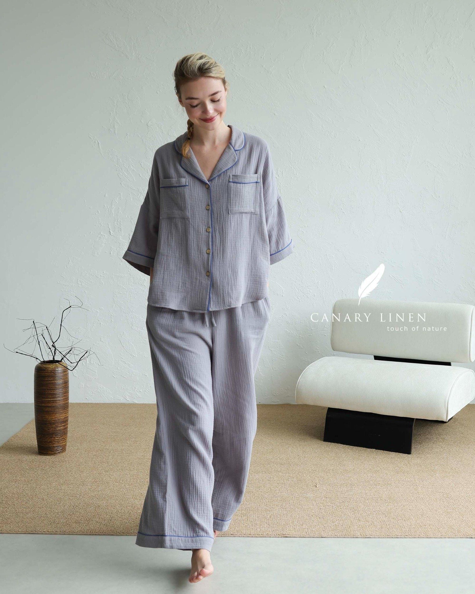  Calma Set - Xám chuột viền xanh 