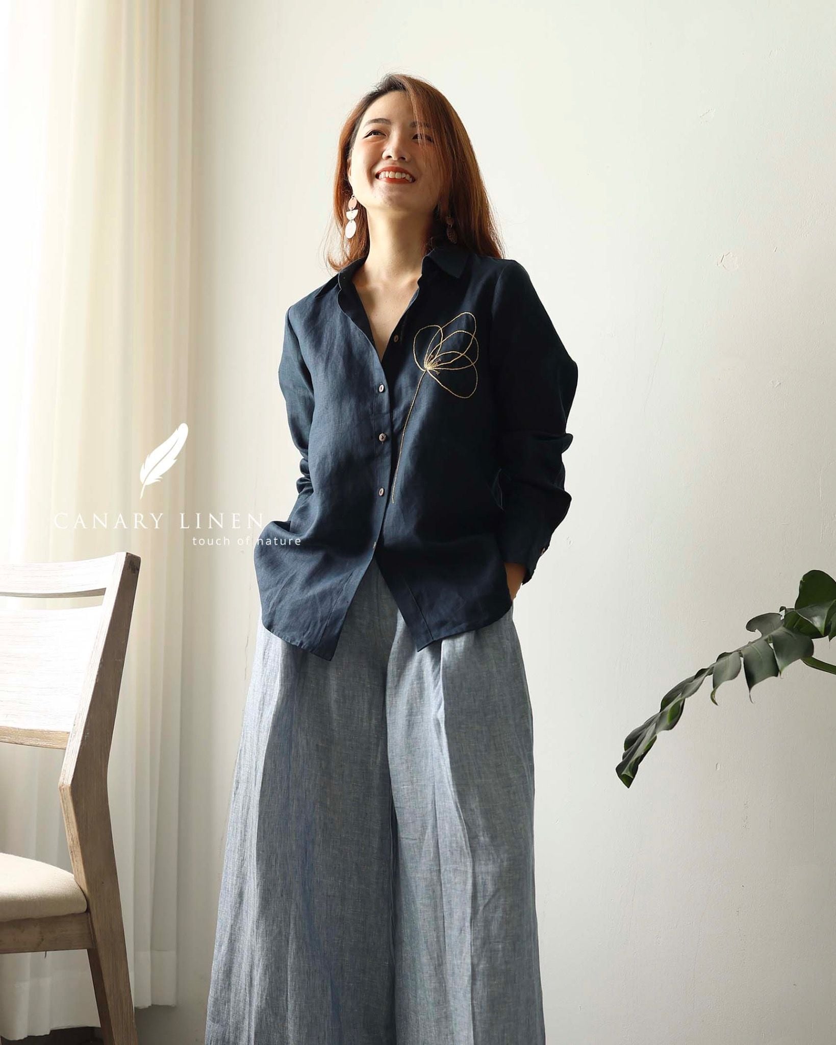  Poppin Shirt - Xanh navy 