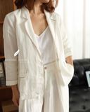  Eira Blazer - Trắng viền nâu choco 