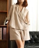  Nami Shorts - Be nhạt thêu viền nâu 