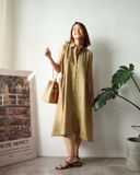  Pleat Dress - Xanh olive 