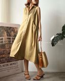  Pleat Dress - Xanh olive 