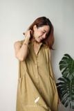  Pleat Dress - Xanh olive 