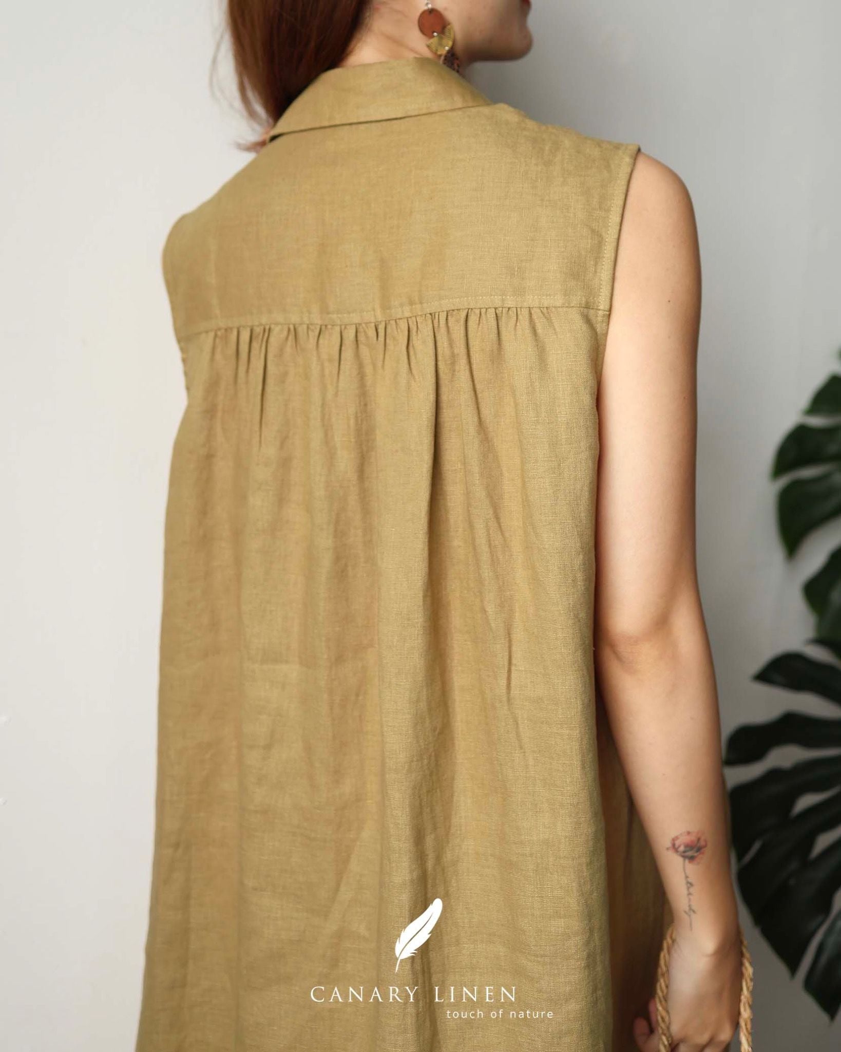  Pleat Dress - Xanh olive 