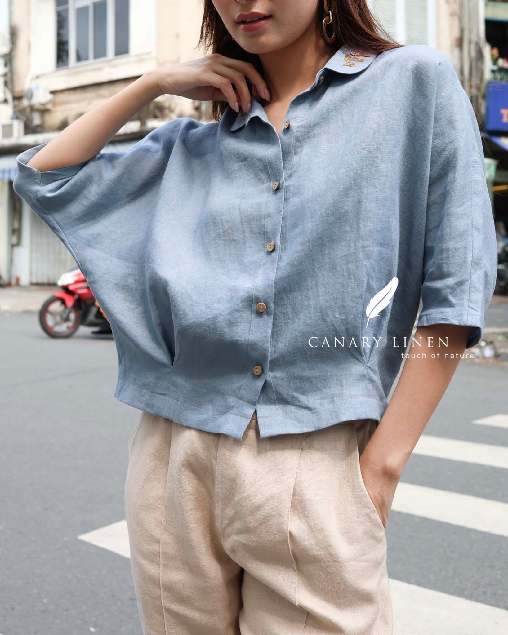  Rusea Shirt - Xanh xám 