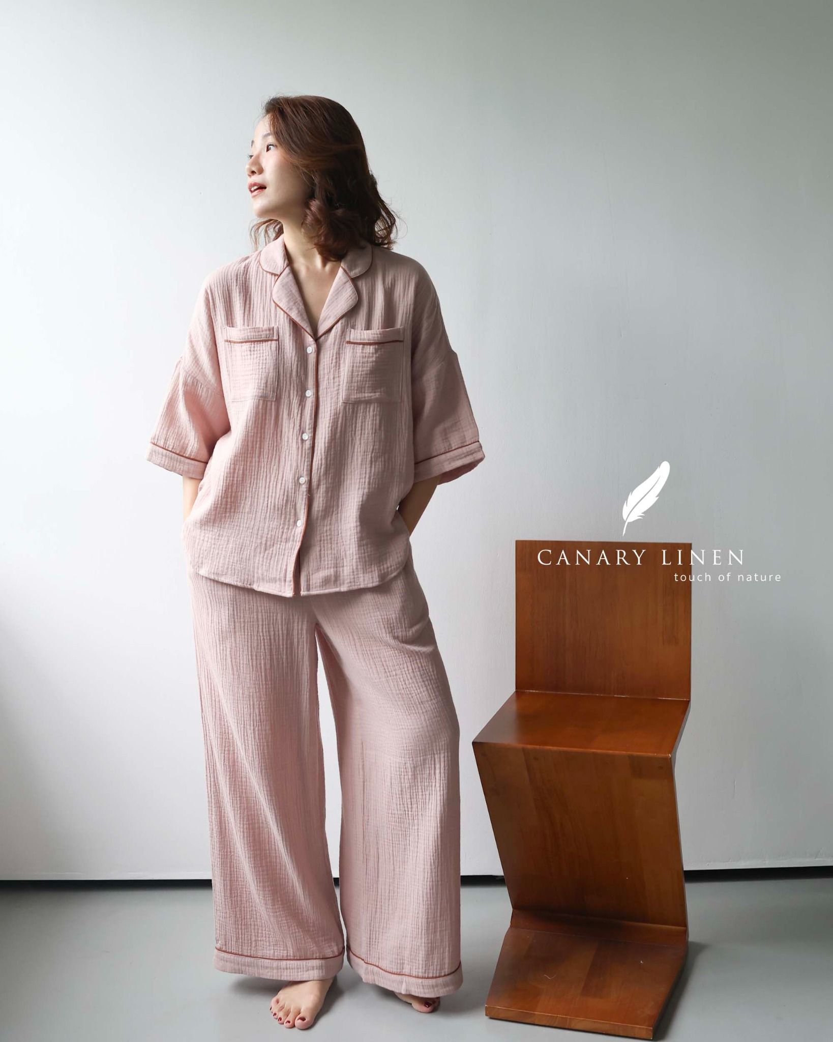  Calma Set - Hồng viền nâu 