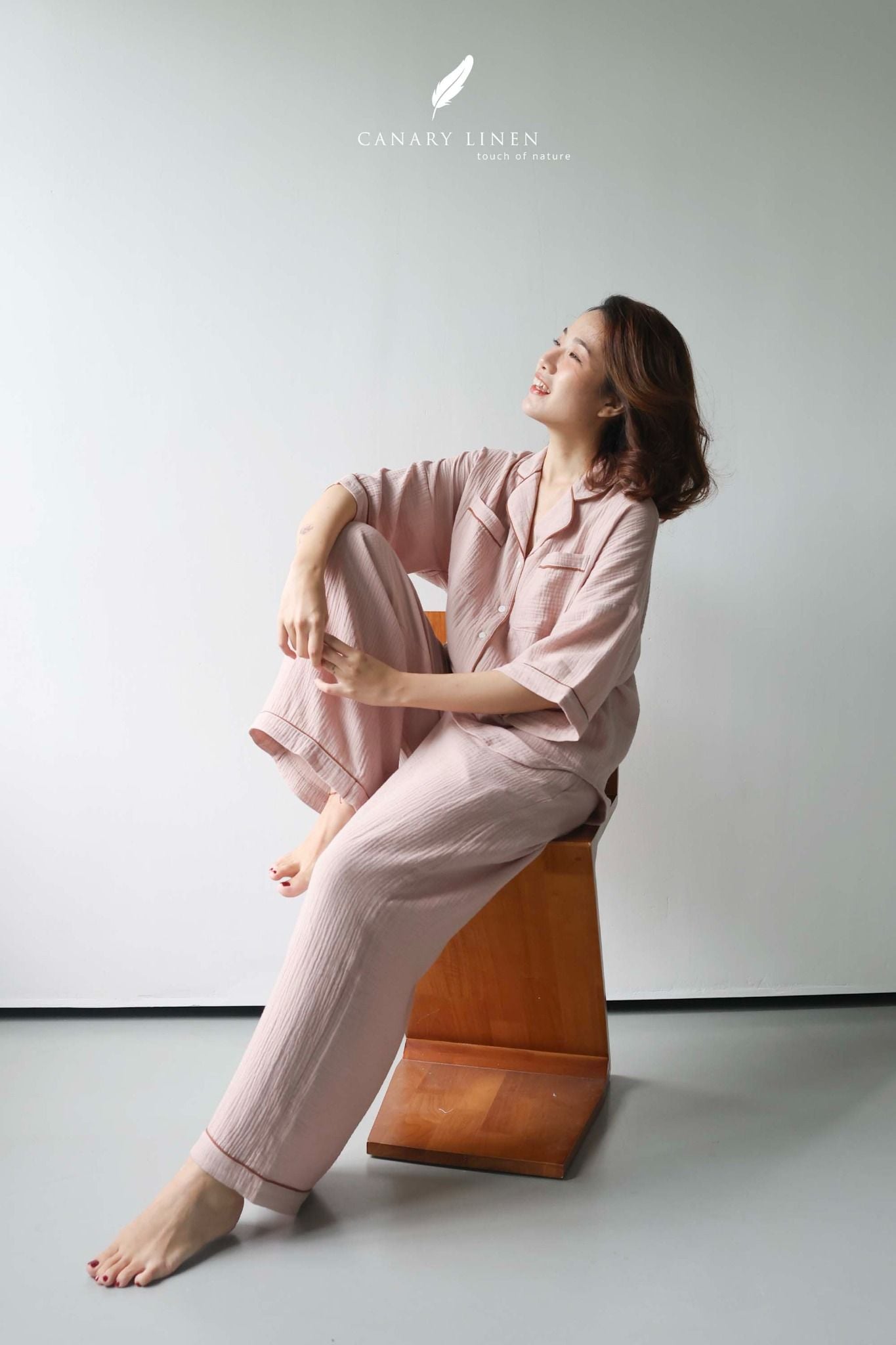  Calma Set - Hồng viền nâu 