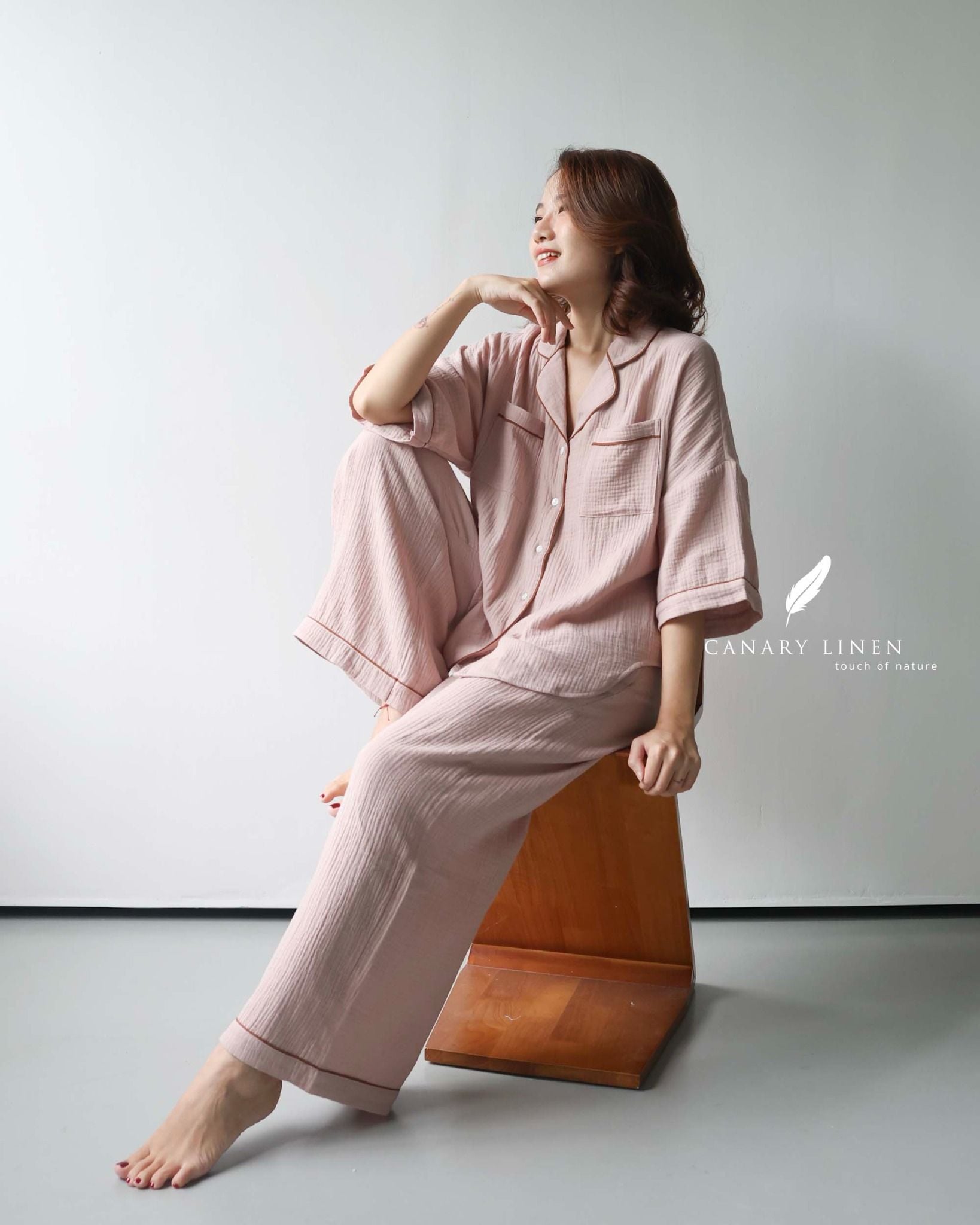  Calma Set - Hồng viền nâu 