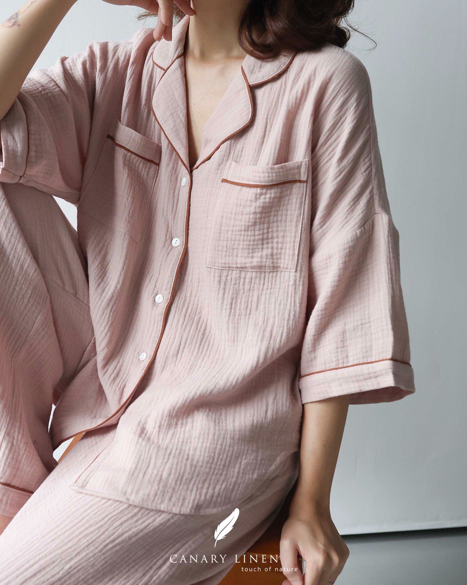  Calma Set - Hồng viền nâu 