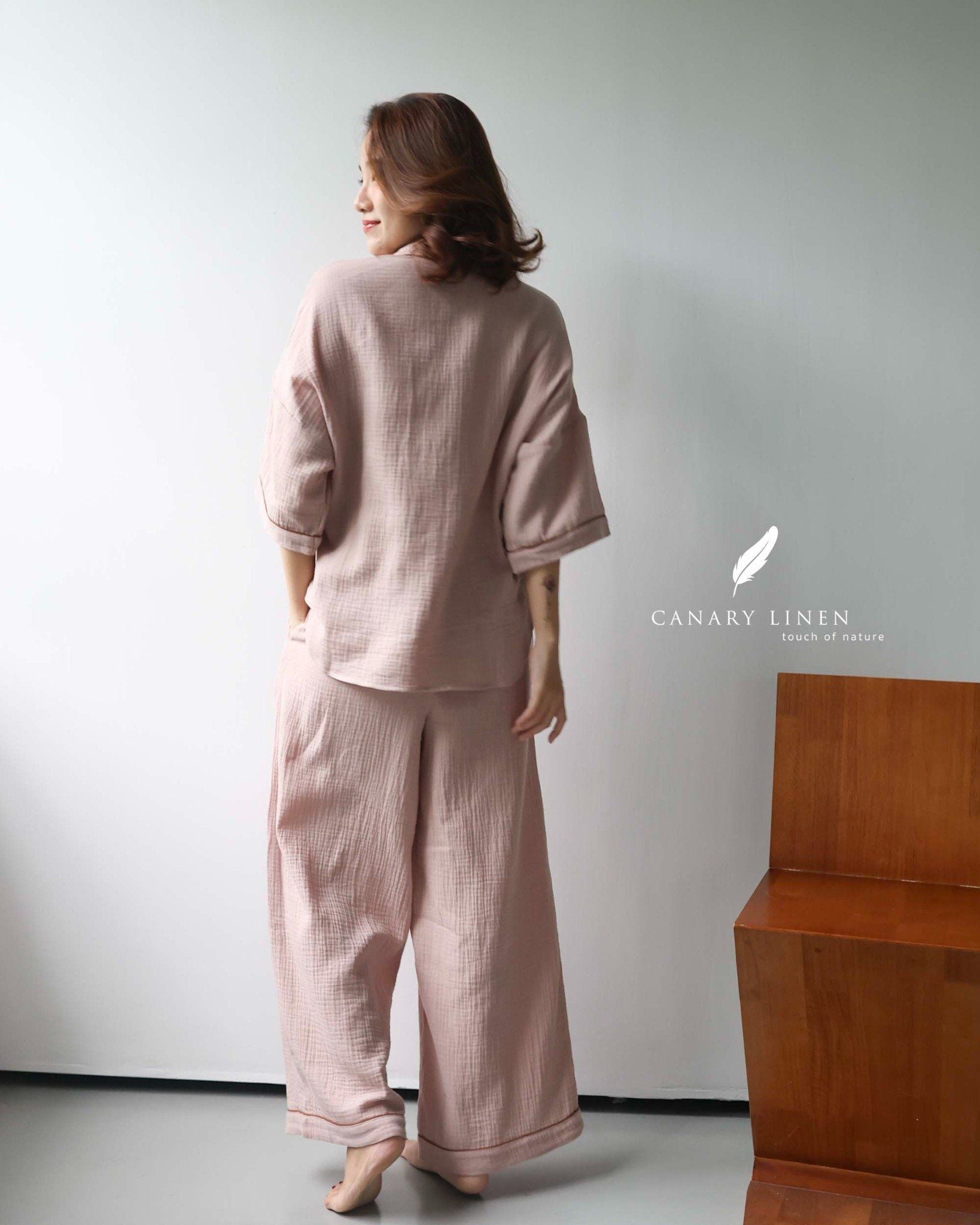  Calma Set - Hồng viền nâu 