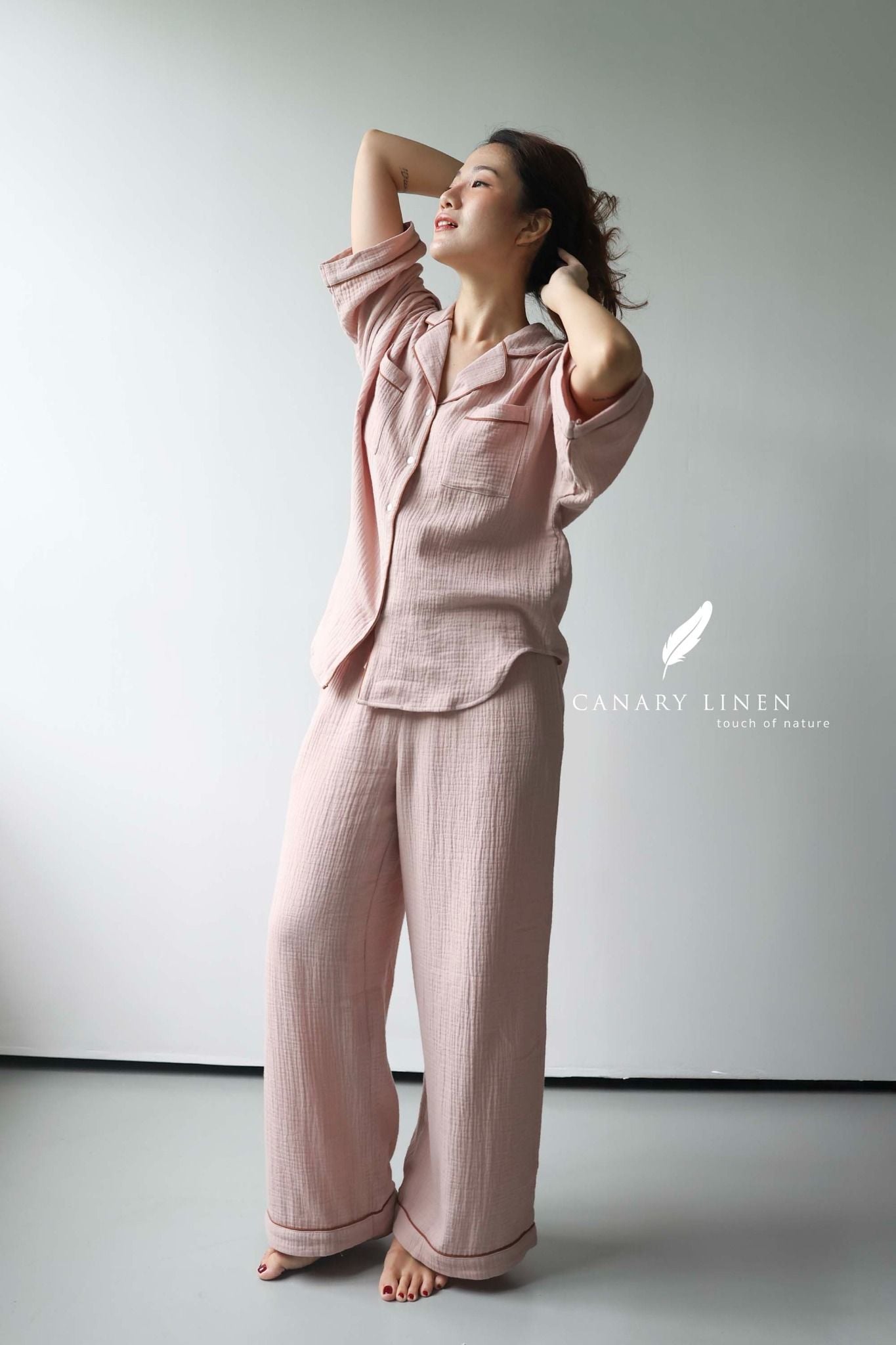  Calma Set - Hồng viền nâu 