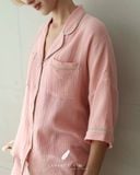  Calma Set - Hồng dâu viền xanh 