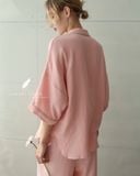  Calma Set - Hồng dâu viền xanh 